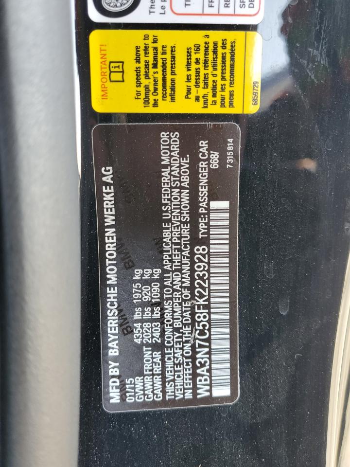 2015 BMW 428 I VIN: WBA3N7C58FK223928 Lot: 82363005