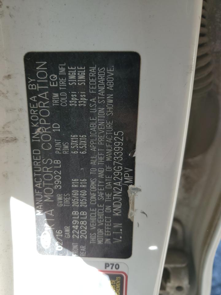 2016 Kia Soul VIN: KNDJN2A29G7339925 Lot: 81962025