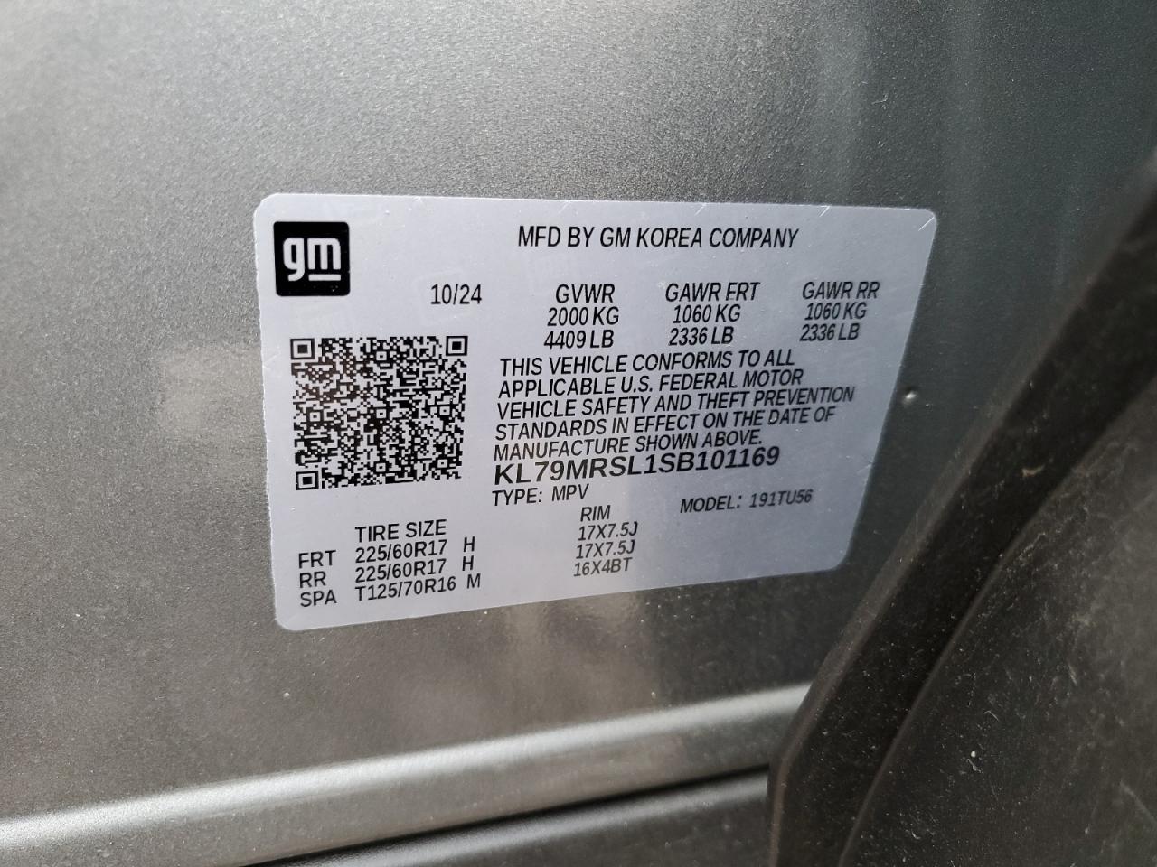 2025 Chevrolet Trailblazer Lt VIN: KL79MRSL1SB101169 Lot: 82222805