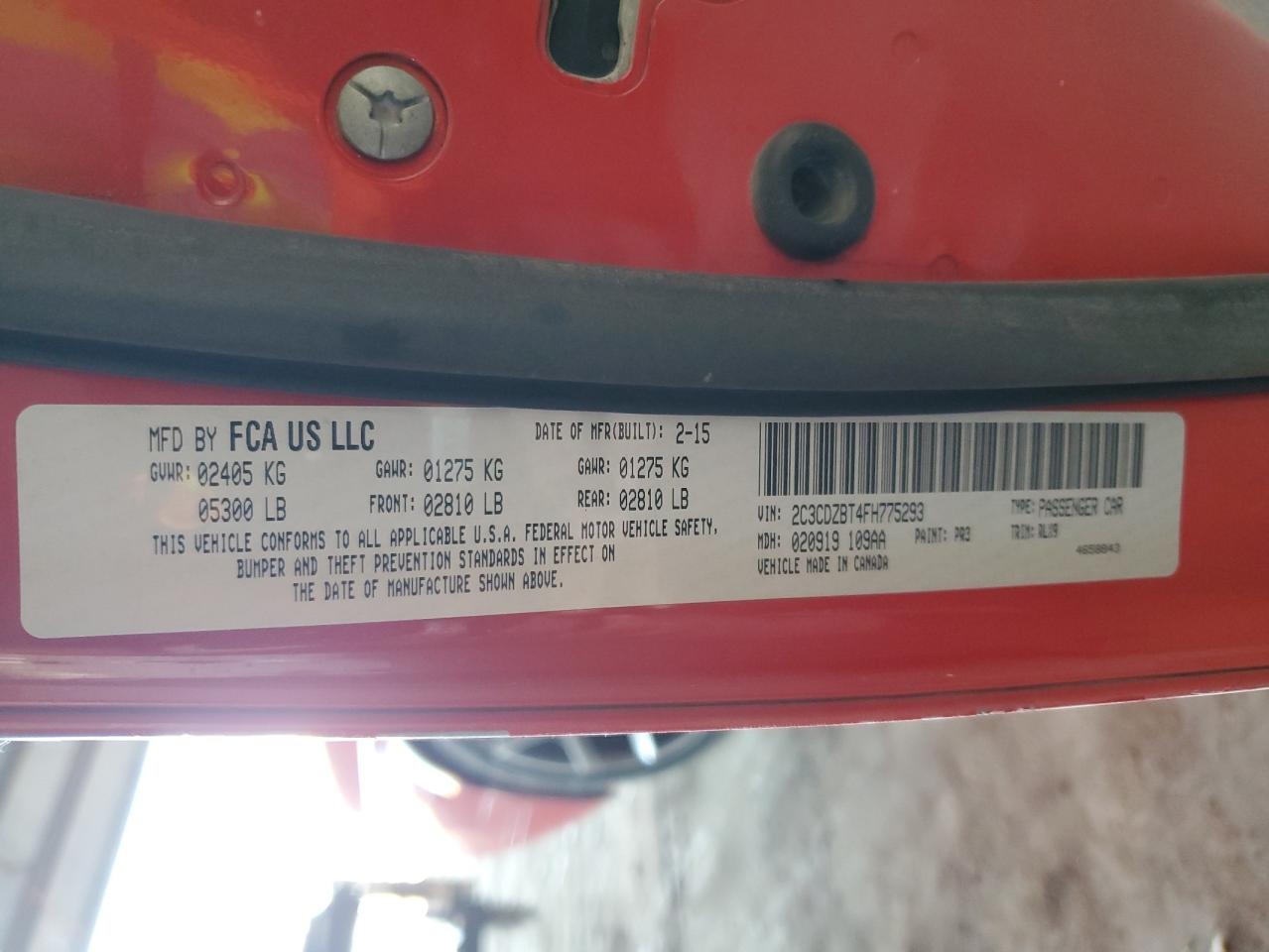 2015 Dodge Challenger Sxt Plus VIN: 2C3CDZBT4FH775293 Lot: 82747055