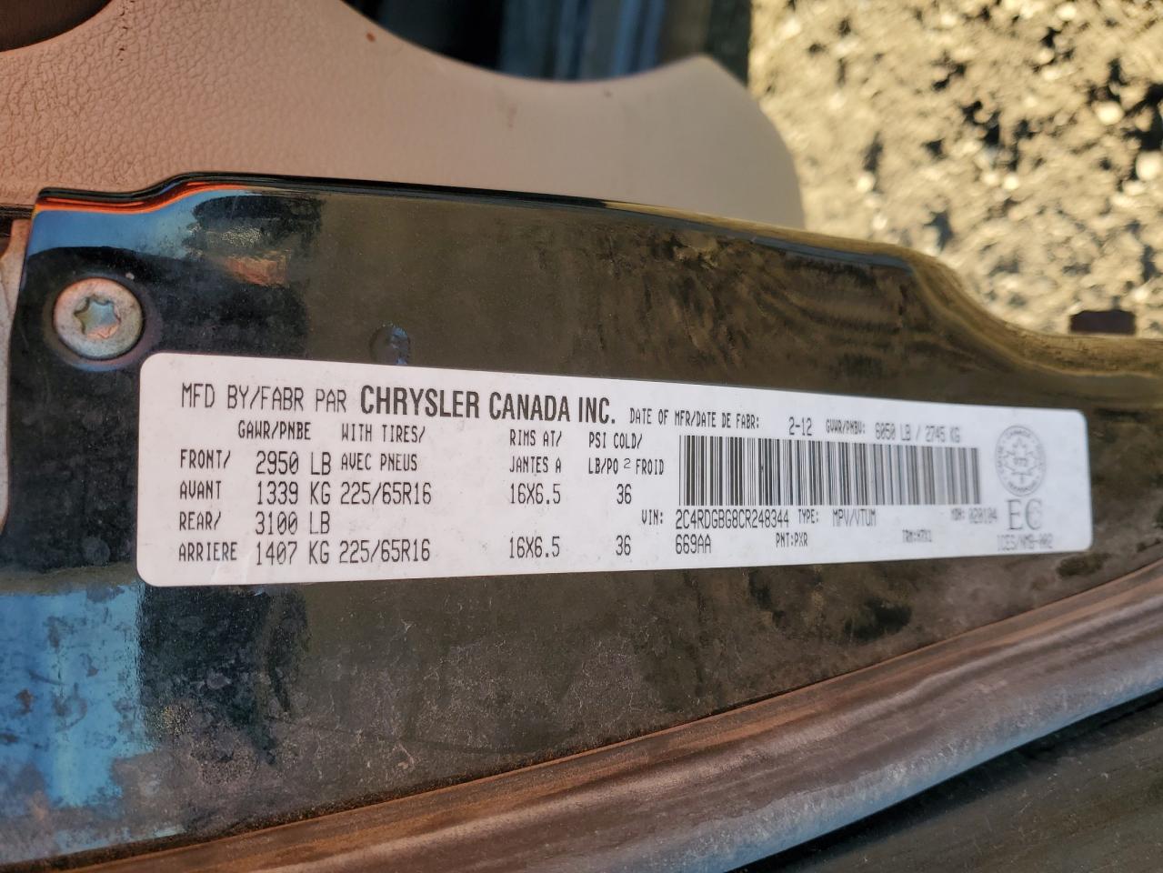 2012 Dodge Grand Caravan Se VIN: 2C4RDGBG8CR248344 Lot: 86074405