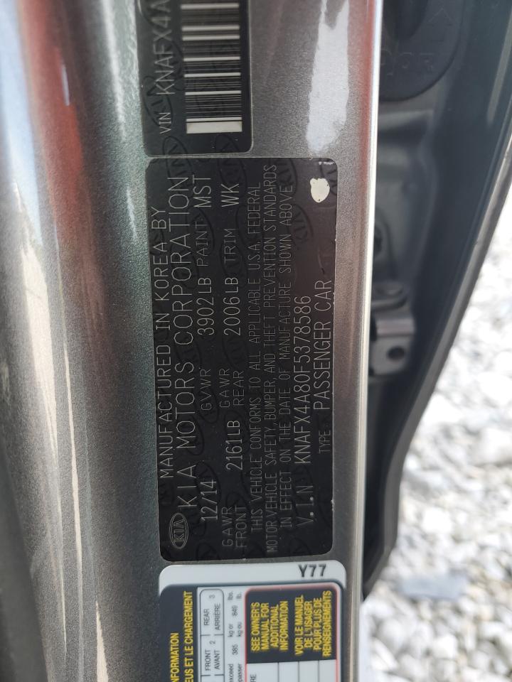 2015 Kia Forte Ex VIN: KNAFX4A80F5378586 Lot: 85846805