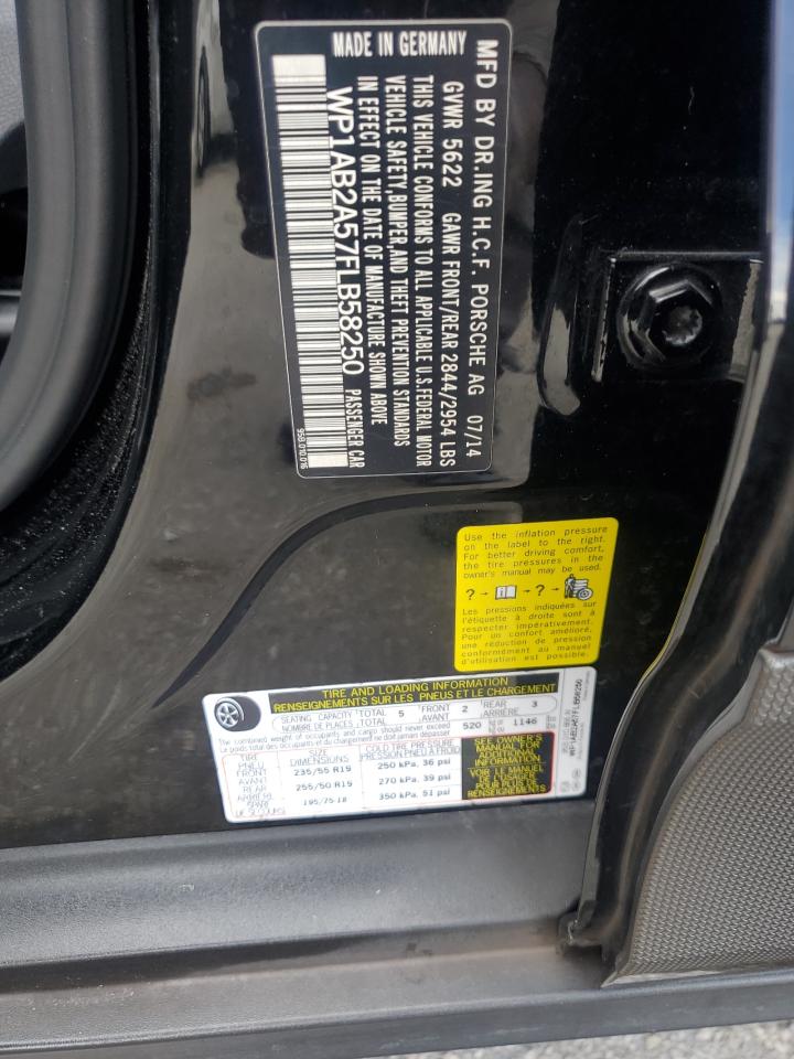 2015 Porsche Macan S VIN: WP1AB2A57FLB58250 Lot: 85576845