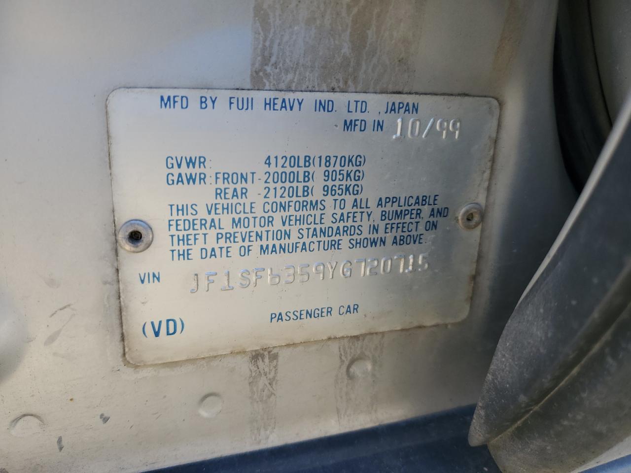 2000 Subaru Forester L VIN: JF1SF6359YG720715 Lot: 90140615