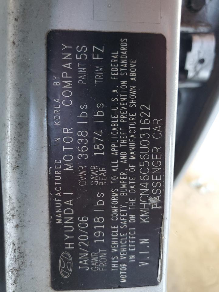 2006 Hyundai Accent Gls VIN: KMHCN46C56U031622 Lot: 85557345