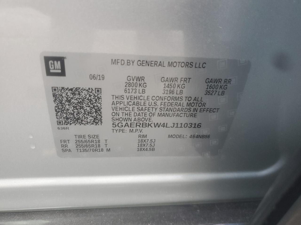 2020 Buick Enclave Essence VIN: 5GAERBKW4LJ110316 Lot: 85598565