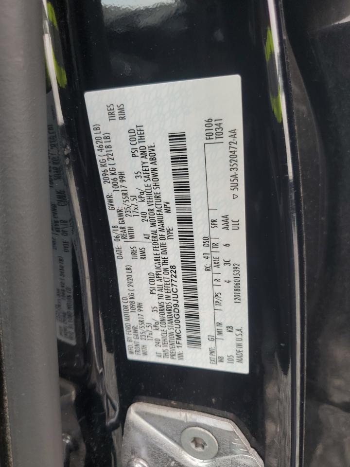 2018 Ford Escape Se VIN: 1FMCU0GD9JUC77228 Lot: 86112555