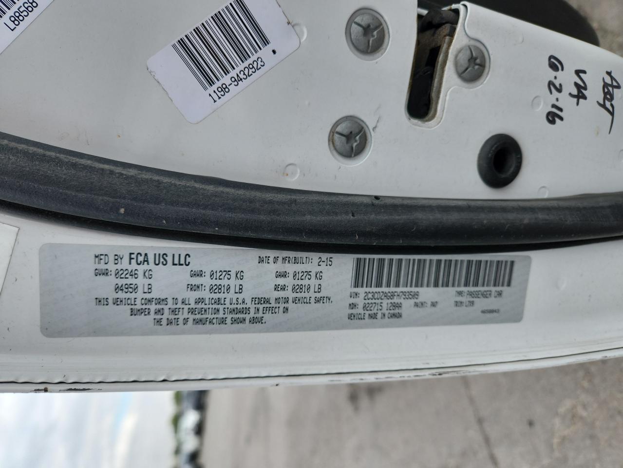 2015 Dodge Challenger Sxt VIN: 2C3CDZAG8FH793509 Lot: 85345575