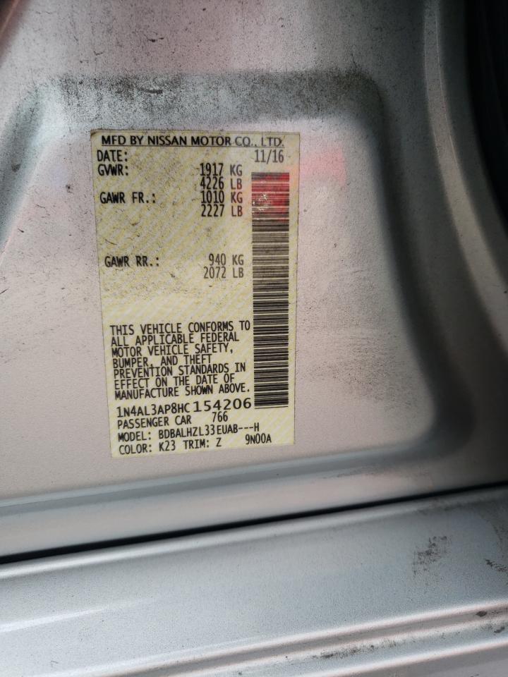 2017 Nissan Altima 2.5 VIN: 1N4AL3AP8HC154206 Lot: 86117215