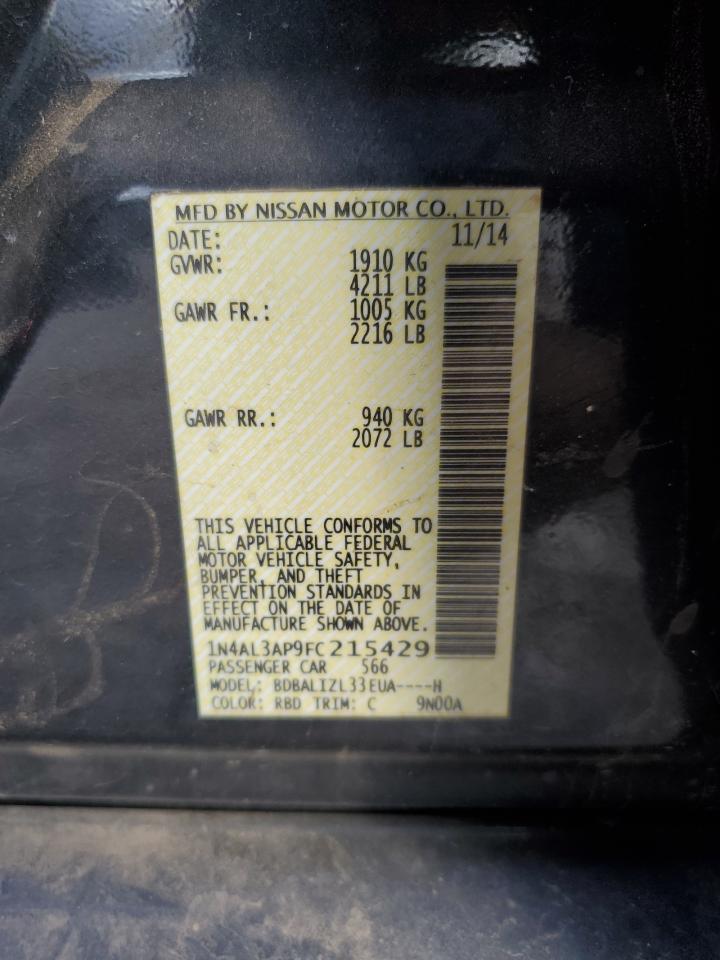 2015 Nissan Altima 2.5 VIN: 1N4AL3AP9FC215429 Lot: 90459995