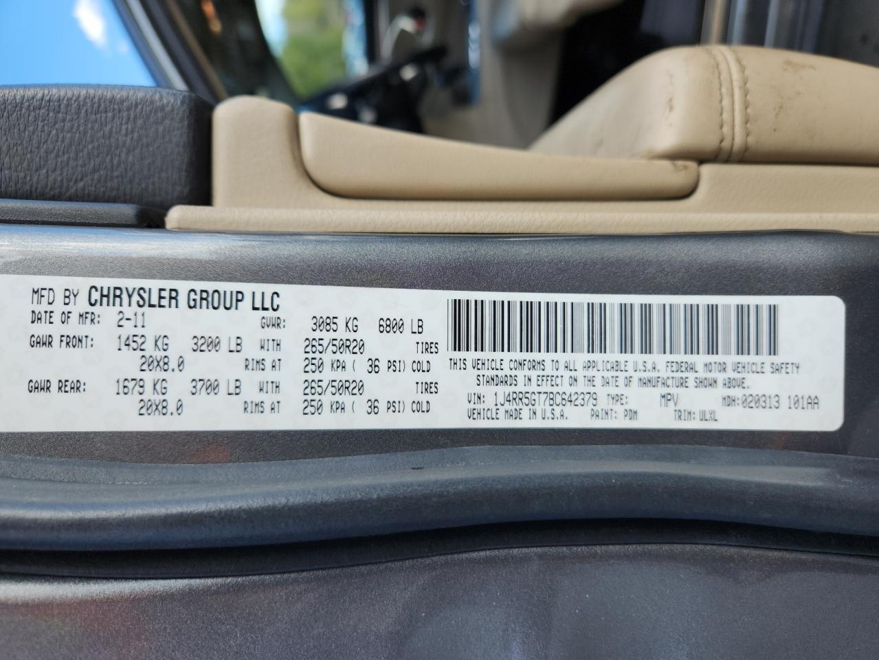 2011 Jeep Grand Cherokee Limited VIN: 1J4RR5GT7BC642379 Lot: 85379345