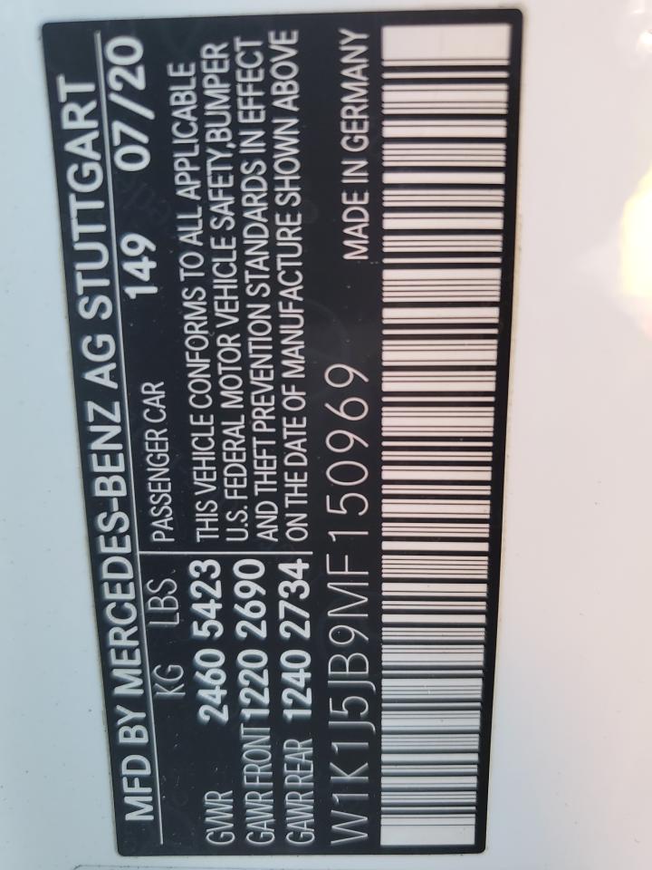 2021 Mercedes-Benz E 450 VIN: W1K1J5JB9MF150969 Lot: 90080165