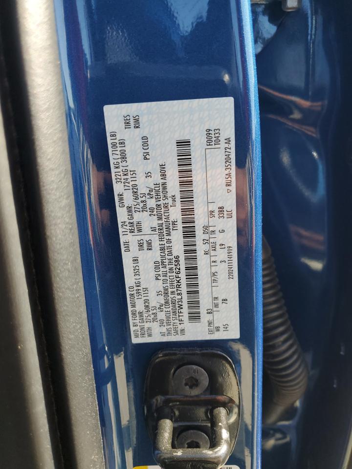 2024 Ford F150 Xlt VIN: 1FTFW3L87RKF62586 Lot: 87445655