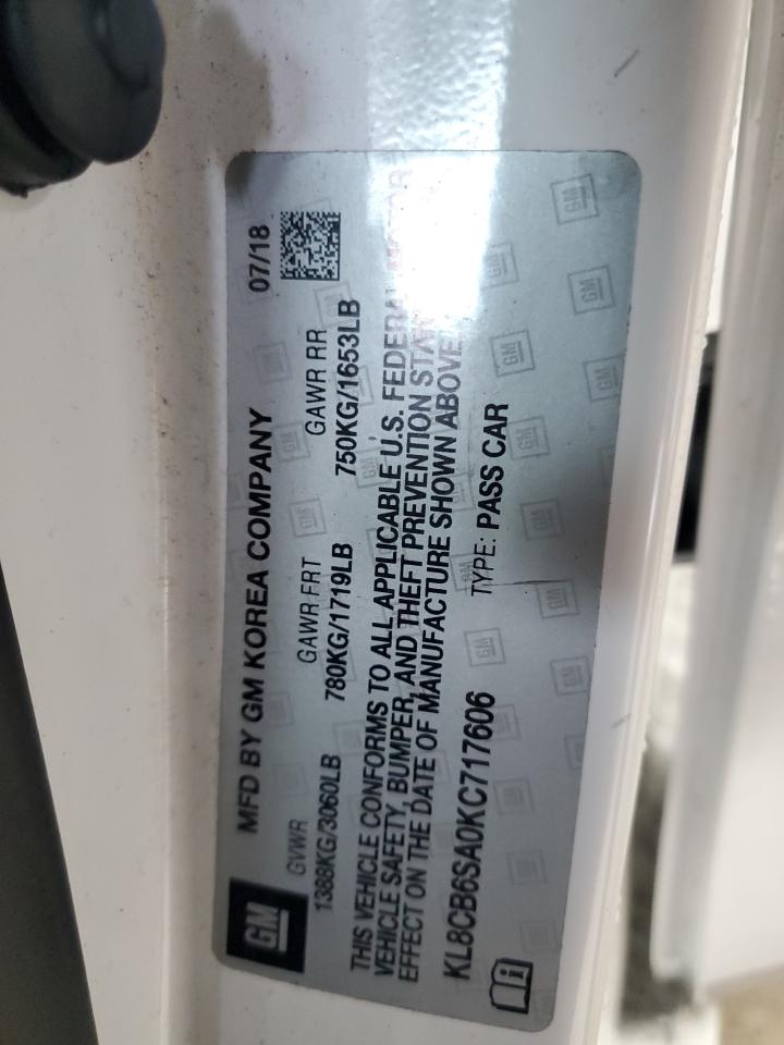 2019 Chevrolet Spark Ls VIN: KL8CB6SA0KC717606 Lot: 82760855