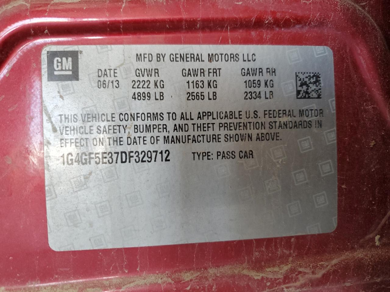 2013 Buick Lacrosse Premium VIN: 1G4GF5E37DF329712 Lot: 84736245