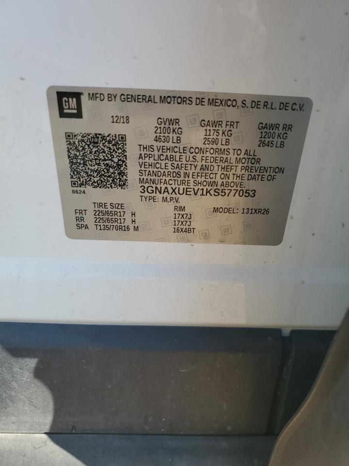 2019 Chevrolet Equinox Lt VIN: 3GNAXUEV1KS577053 Lot: 85646755