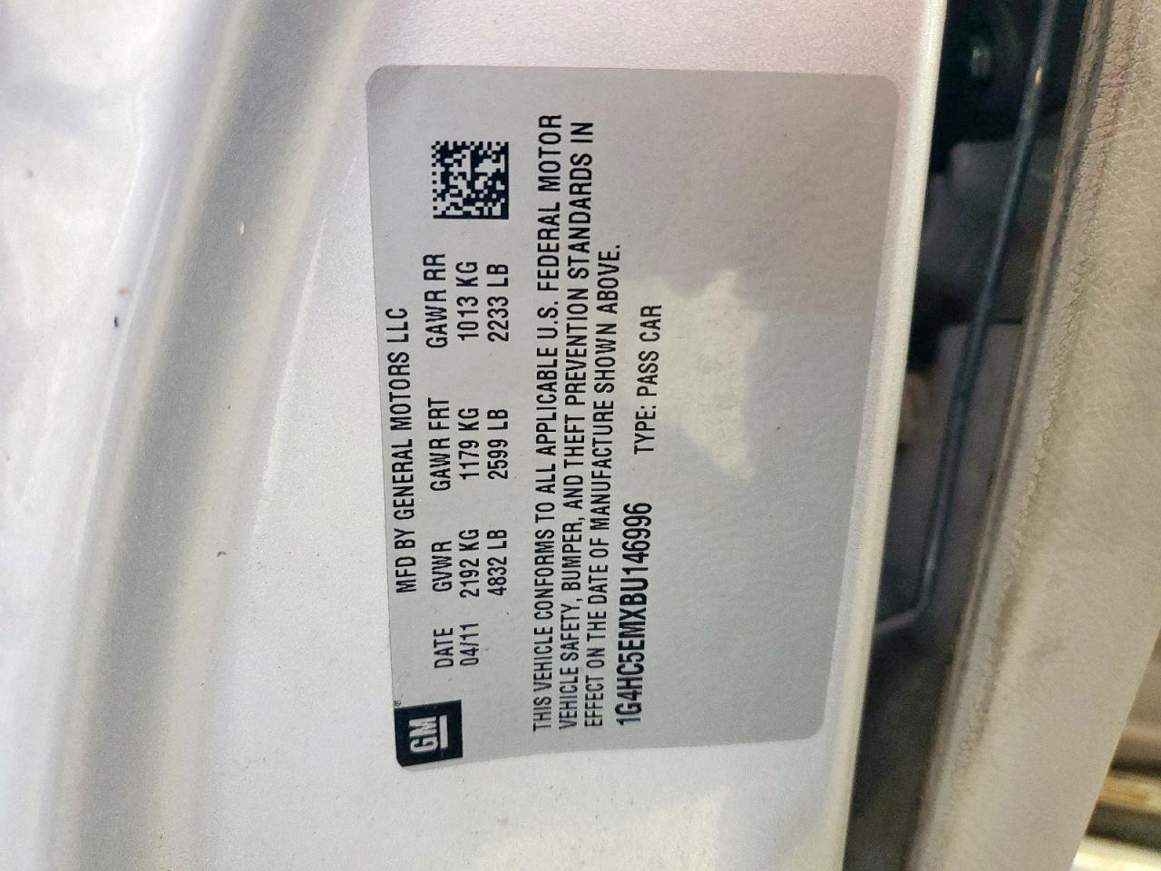 2011 Buick Lucerne Cxl VIN: 1G4HC5EMXBU146996 Lot: 83962315