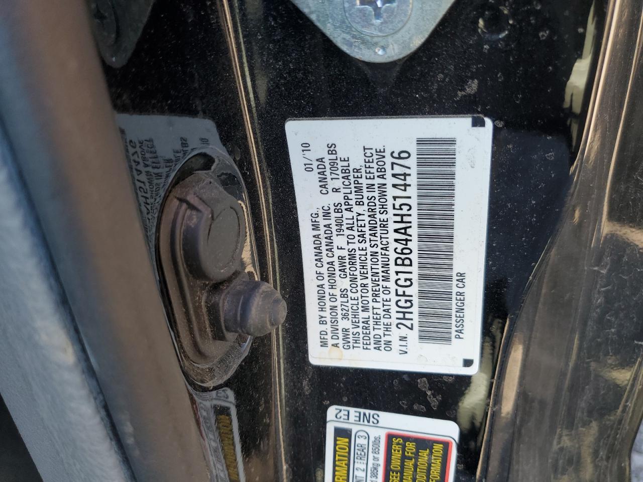 2010 Honda Civic Lx VIN: 2HGFG1B64AH514476 Lot: 84043635