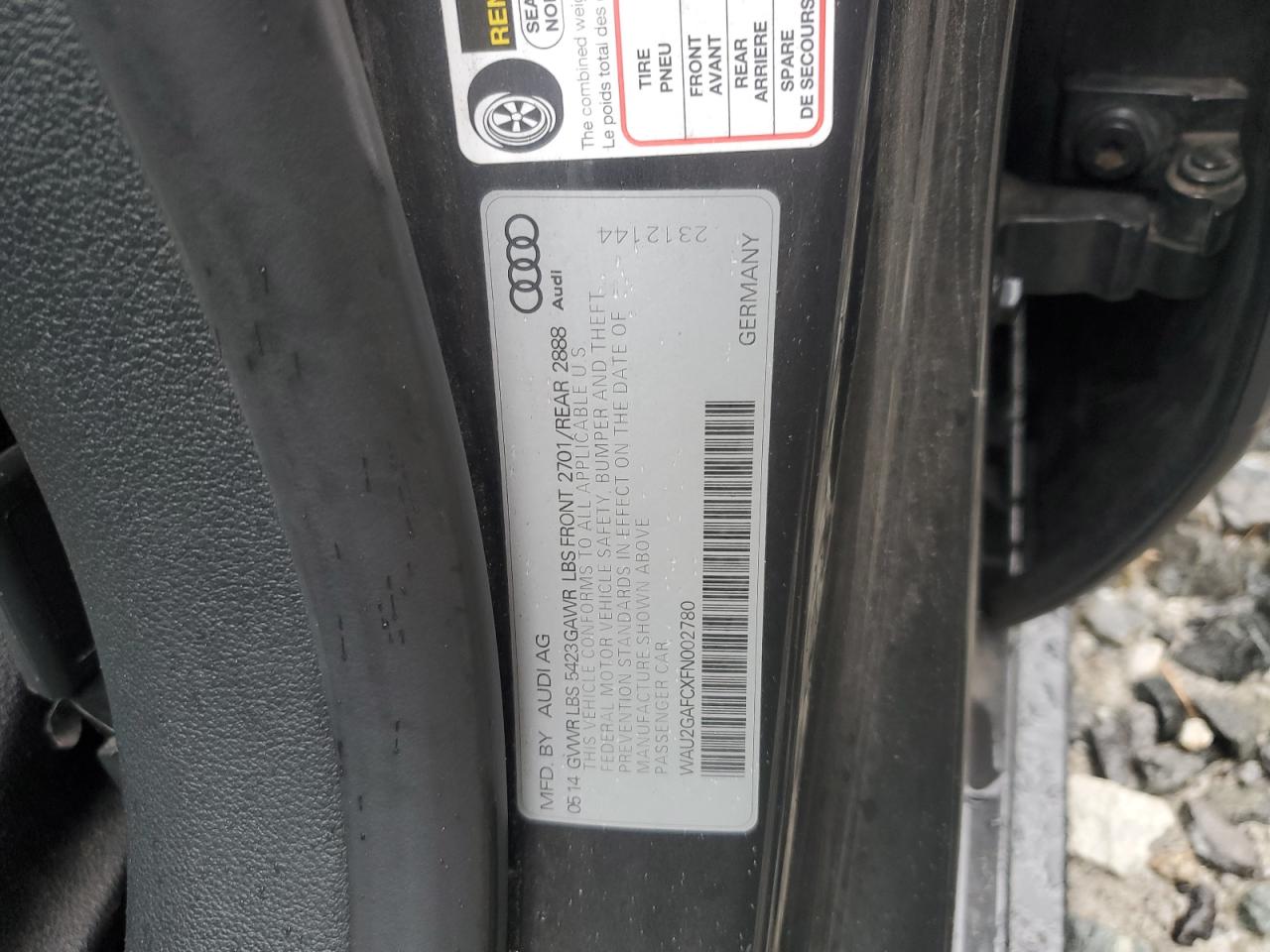 2015 Audi A7 Prestige VIN: WAU2GAFCXFN002780 Lot: 82424735