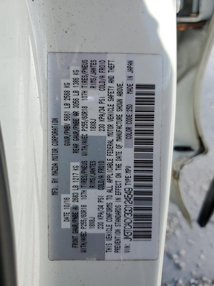 2016 Mazda Cx-9 Touring VIN: JM3TCACY3G0124549 Lot: 85186165