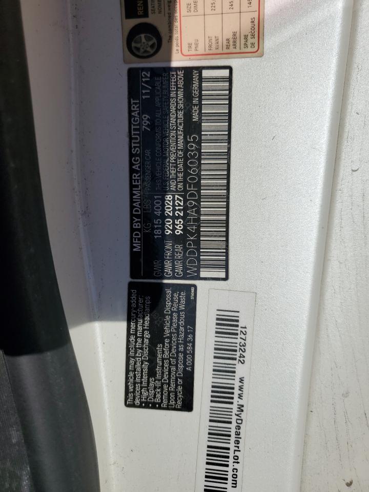 2013 Mercedes-Benz Slk 250 VIN: WDDPK4HA9DF060395 Lot: 84478025