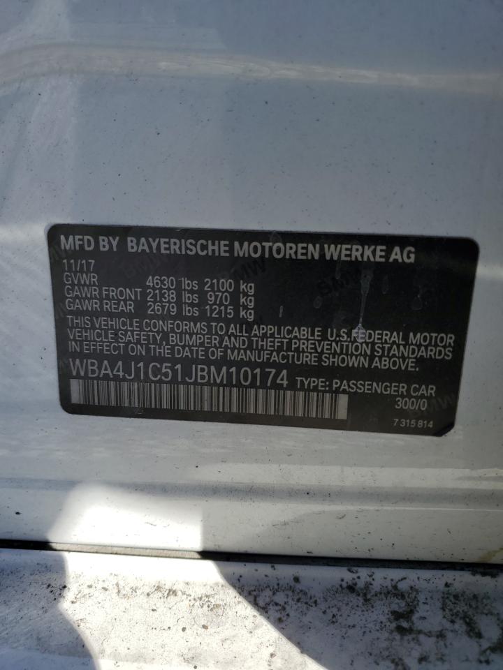 2018 BMW 430I Gran Coupe VIN: WBA4J1C51JBM10174 Lot: 86446285