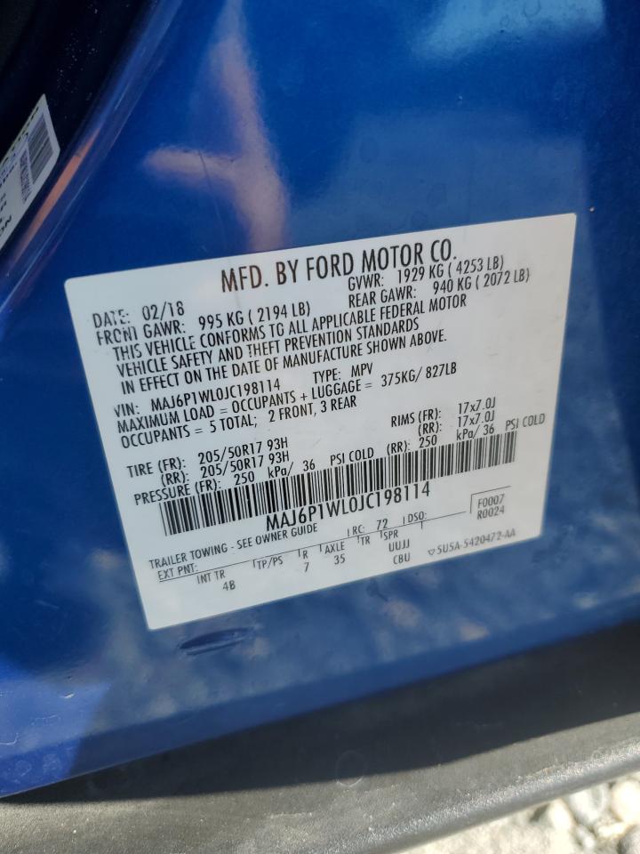 2018 Ford Ecosport Titanium VIN: MAJ6P1WL0JC198114 Lot: 89591975