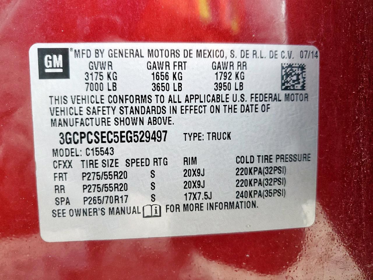 2014 Chevrolet Silverado C1500 Ltz VIN: 3GCPCSEC5EG529497 Lot: 81949935