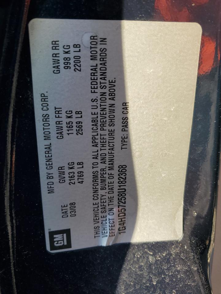 2008 Buick Lucerne Cxl VIN: 1G4HD57258U182368 Lot: 82430725