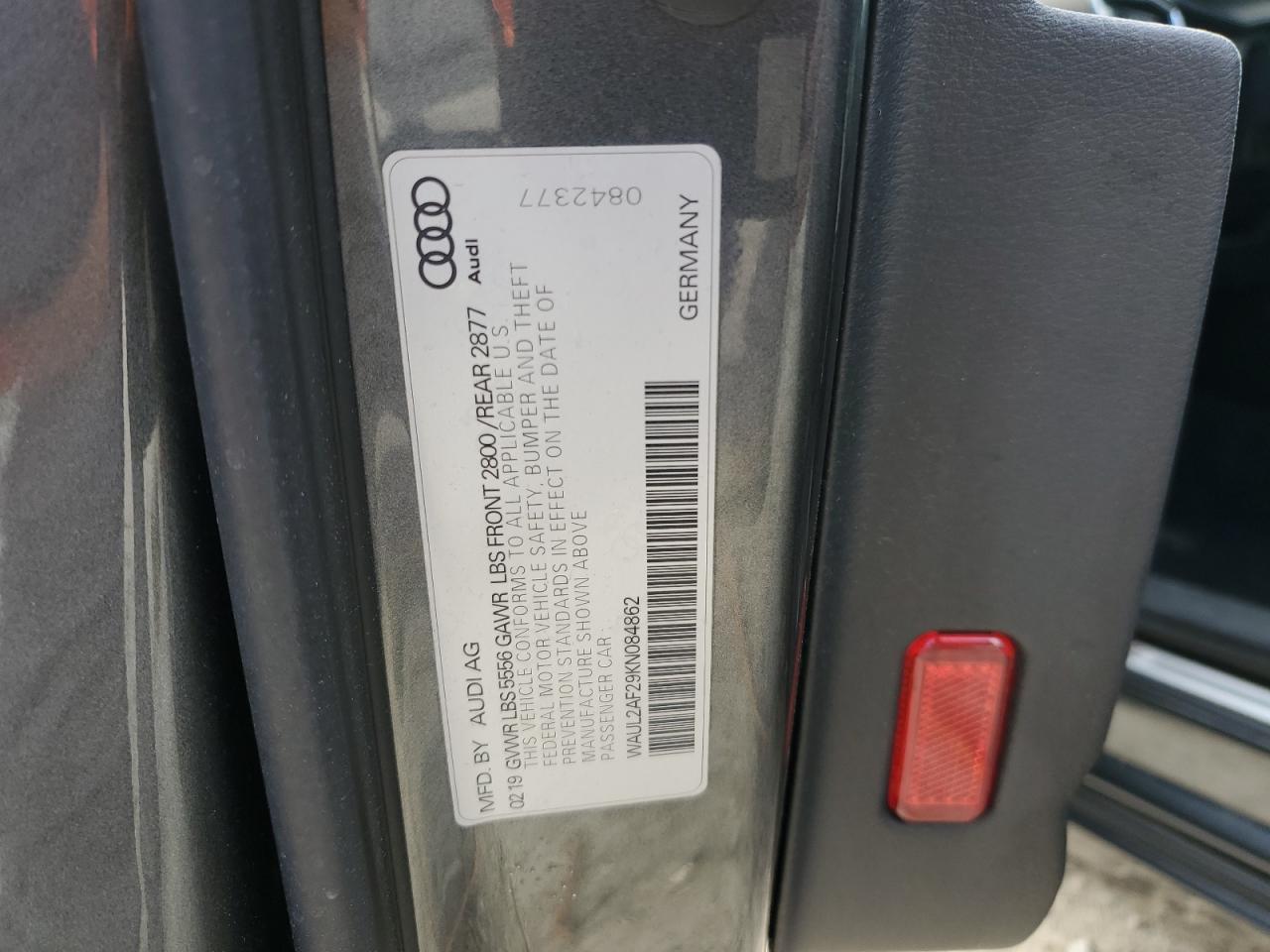 2019 Audi A6 Premium Plus VIN: WAUL2AF29KN084862 Lot: 89867025