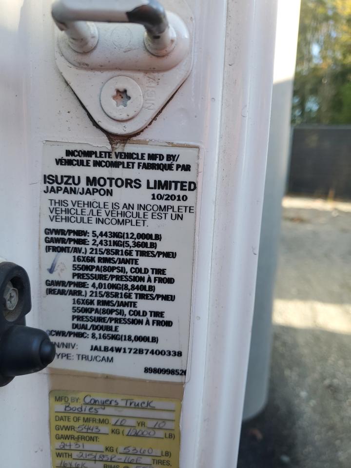 2011 Isuzu Npr Hd Box Truck VIN: JALB4W172B7400338 Lot: 85153575