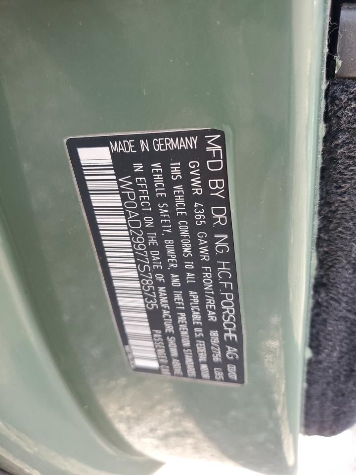 2007 Porsche 911 Turbo VIN: WP0AD29977S785735 Lot: 90480315