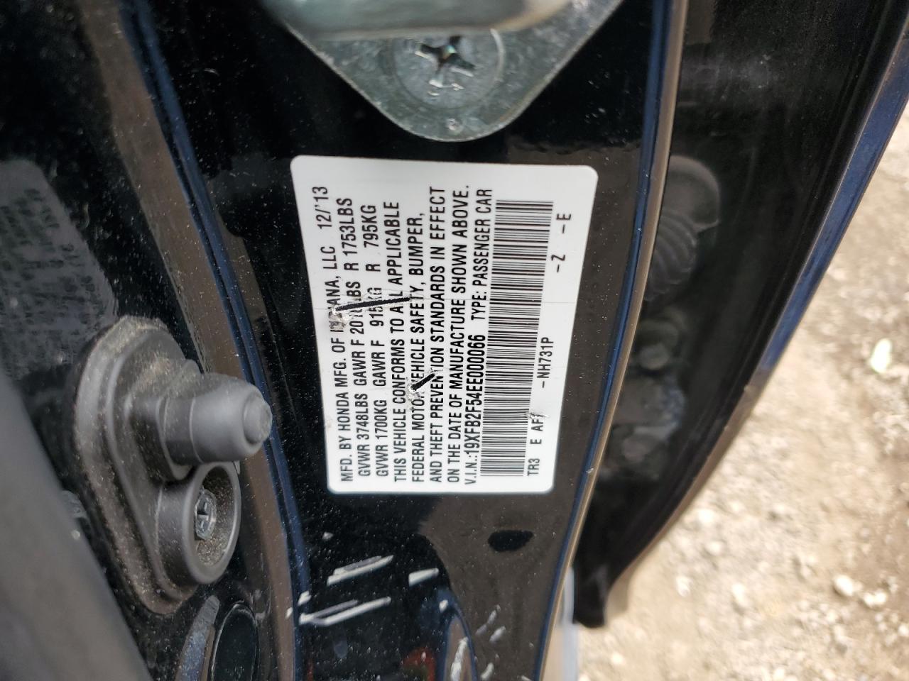 2014 Honda Civic Lx VIN: 19XFB2F54EE000066 Lot: 82441395