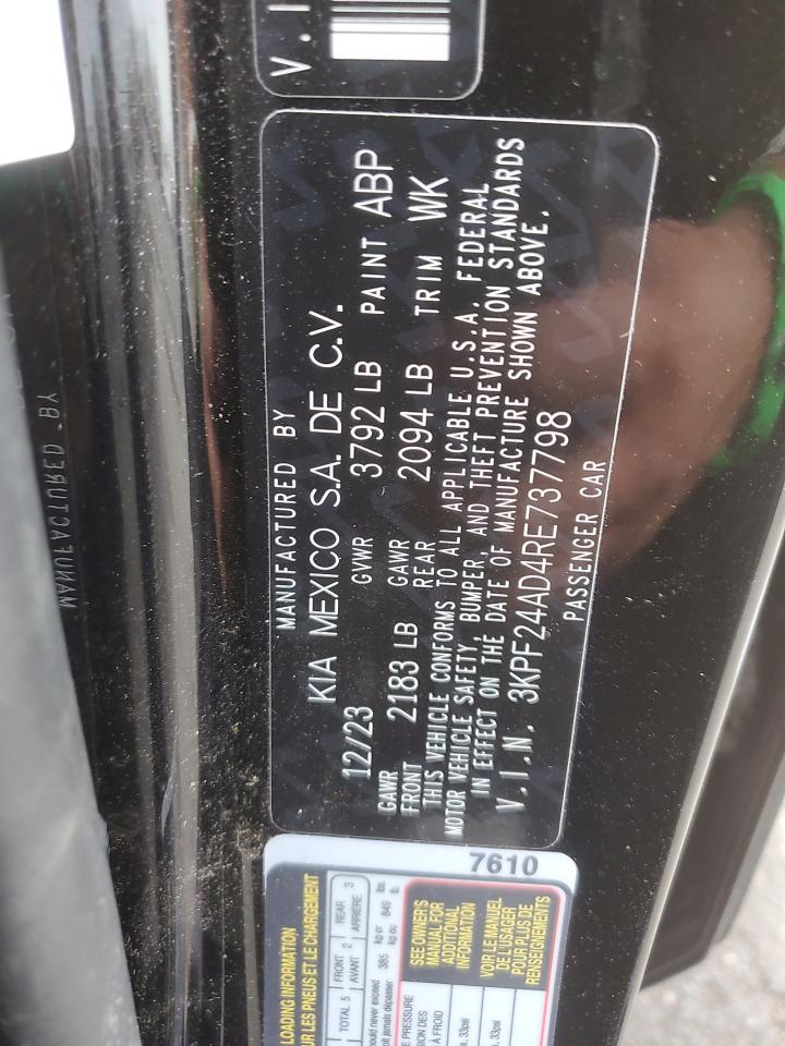 2024 Kia Forte Lx VIN: 3KPF24AD4RE737798 Lot: 89537055