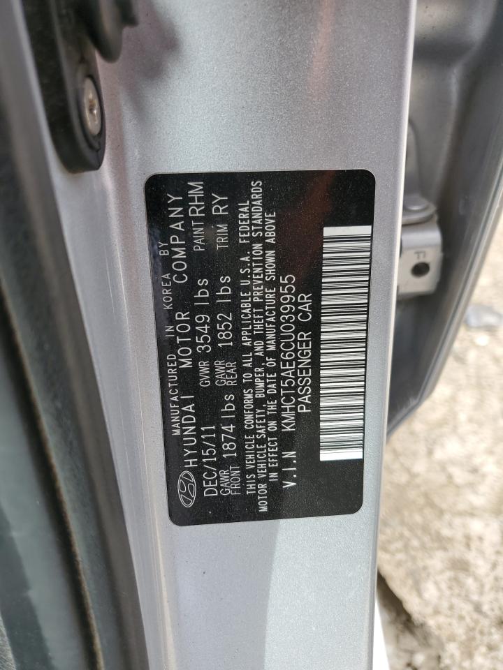 2012 Hyundai Accent Gls VIN: KMHCT5AE6CU039955 Lot: 90065995