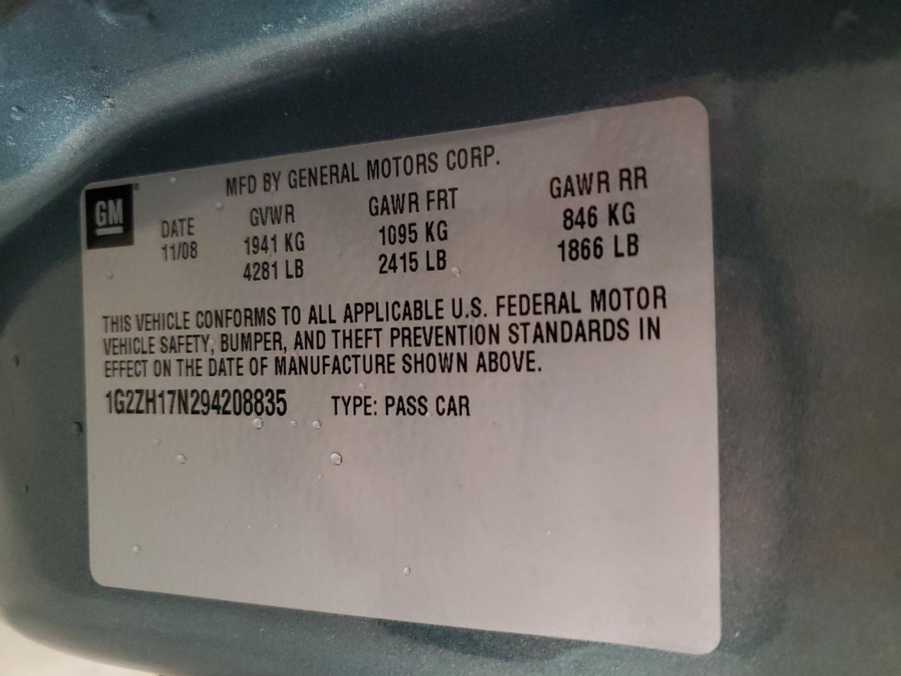 2009 Pontiac G6 Gt VIN: 1G2ZH17N294208835 Lot: 82544395