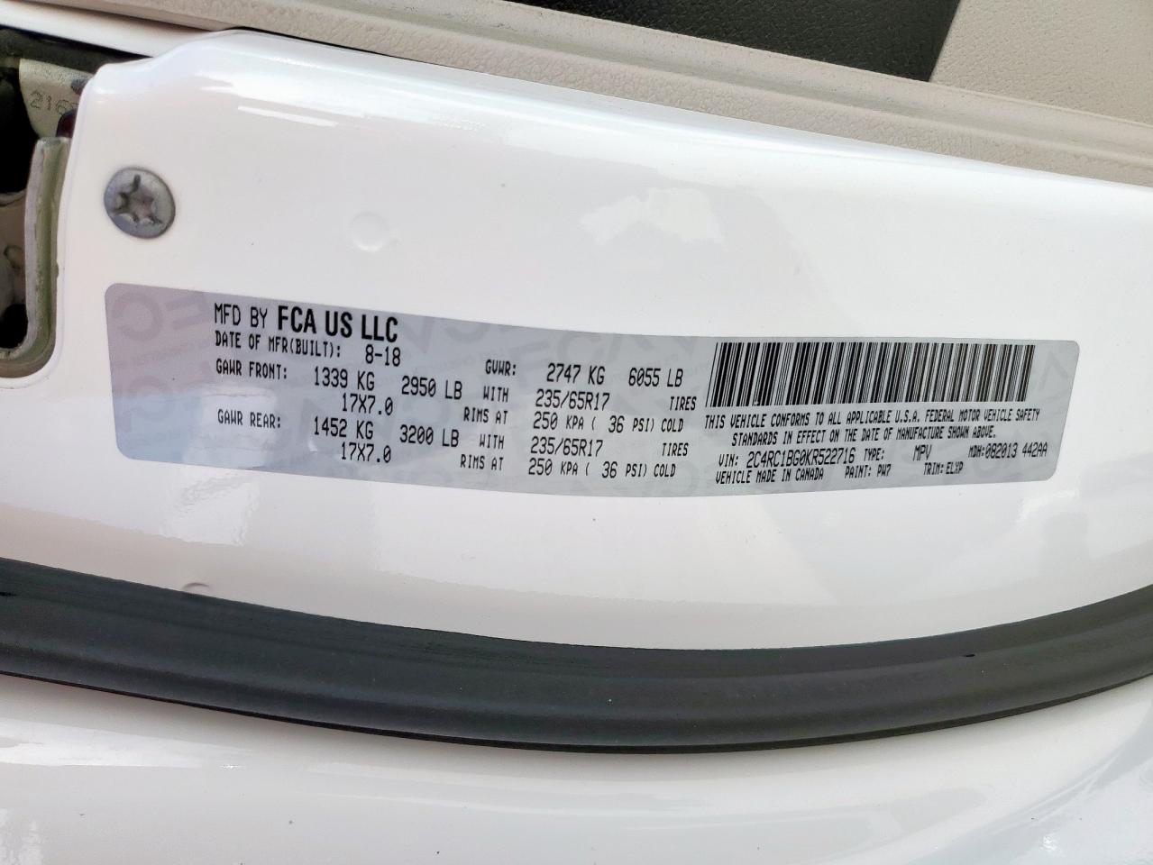 2019 Chrysler Pacifica Touring L VIN: 2C4RC1BG0KR522716 Lot: 85366965