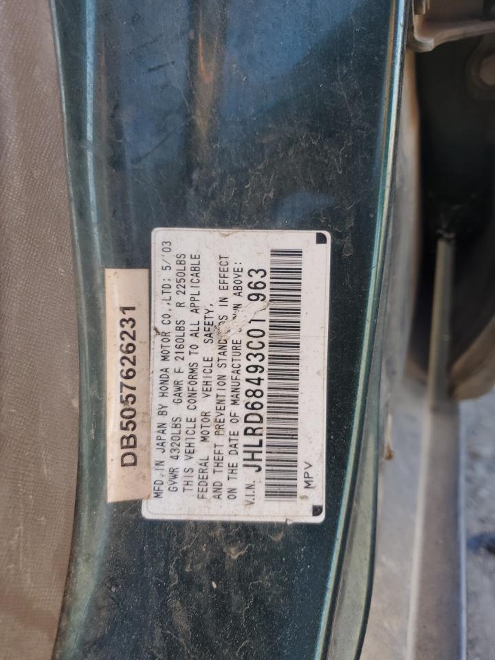 2003 Honda Cr-V Lx VIN: JHLRD68493C011963 Lot: 91032455