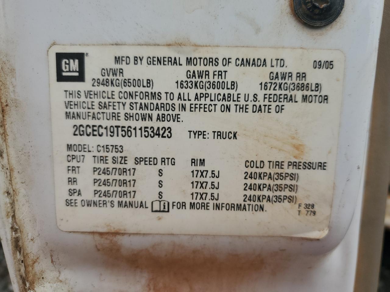 2006 Chevrolet Silverado C1500 VIN: 2GCEC19T561153423 Lot: 84610645