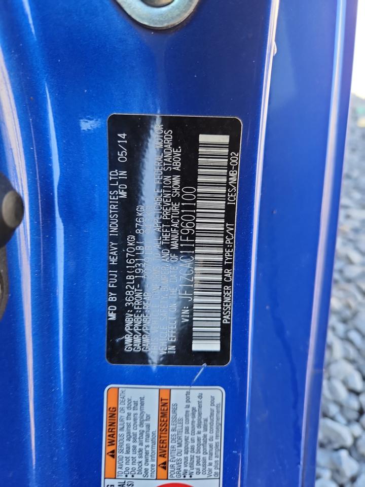 2015 Subaru Brz 2.0 Limited VIN: JF1ZCAC11F9601100 Lot: 89628415