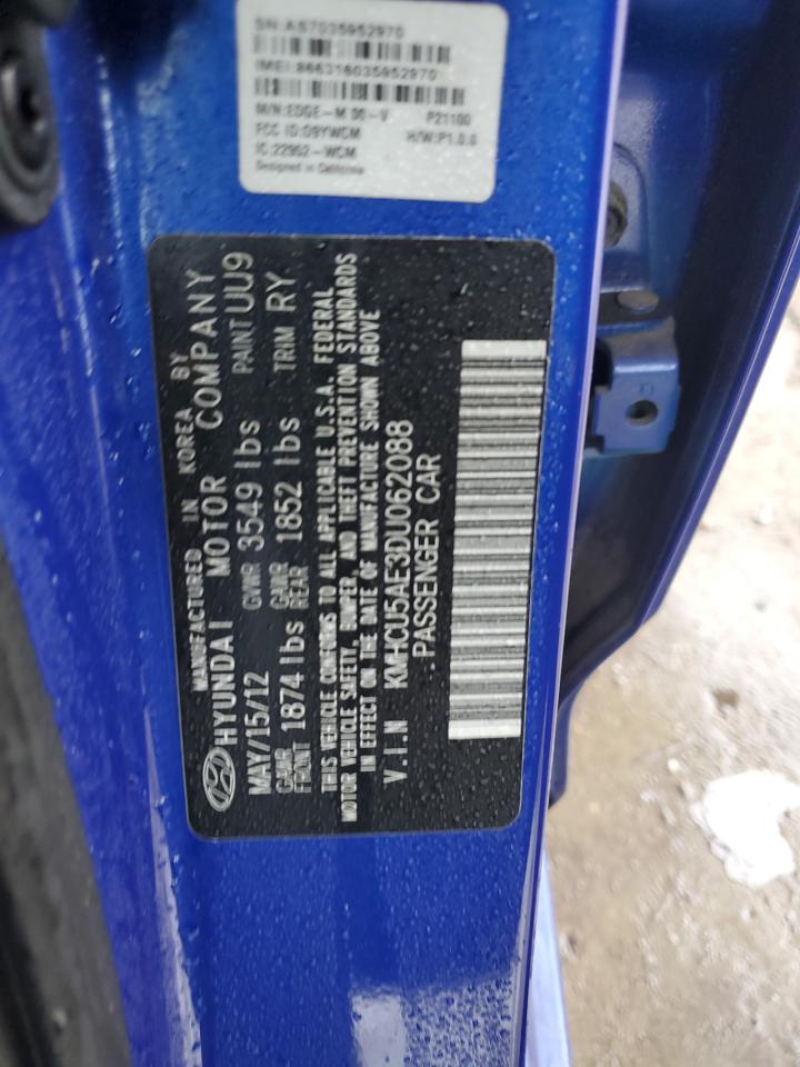 2013 Hyundai Accent Gls VIN: KMHCU5AE3DU062088 Lot: 90092965