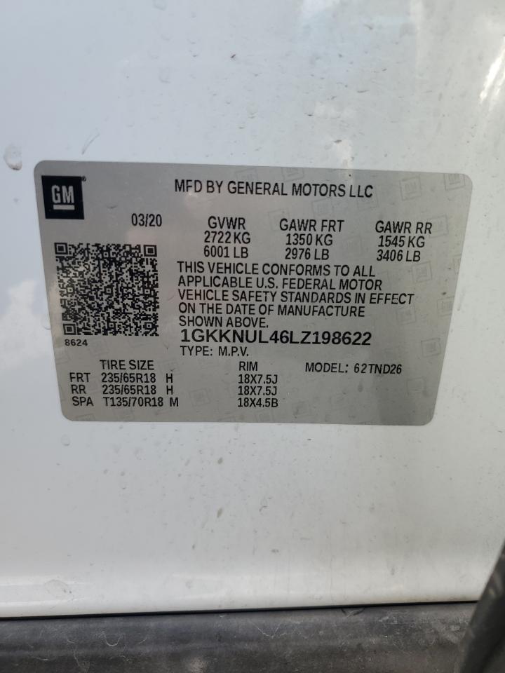 2020 GMC Acadia Slt VIN: 1GKKNUL46LZ198622 Lot: 89847825