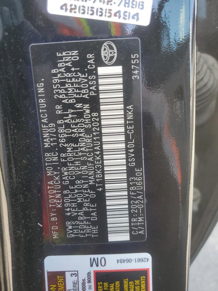 2010 Toyota Camry Se VIN: 4T1BK3EK4AU112028 Lot: 82573775