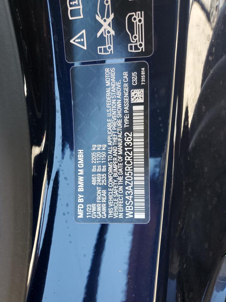 2024 BMW M4 Competition VIN: WBS43AZ05RCR21362 Lot: 82400195