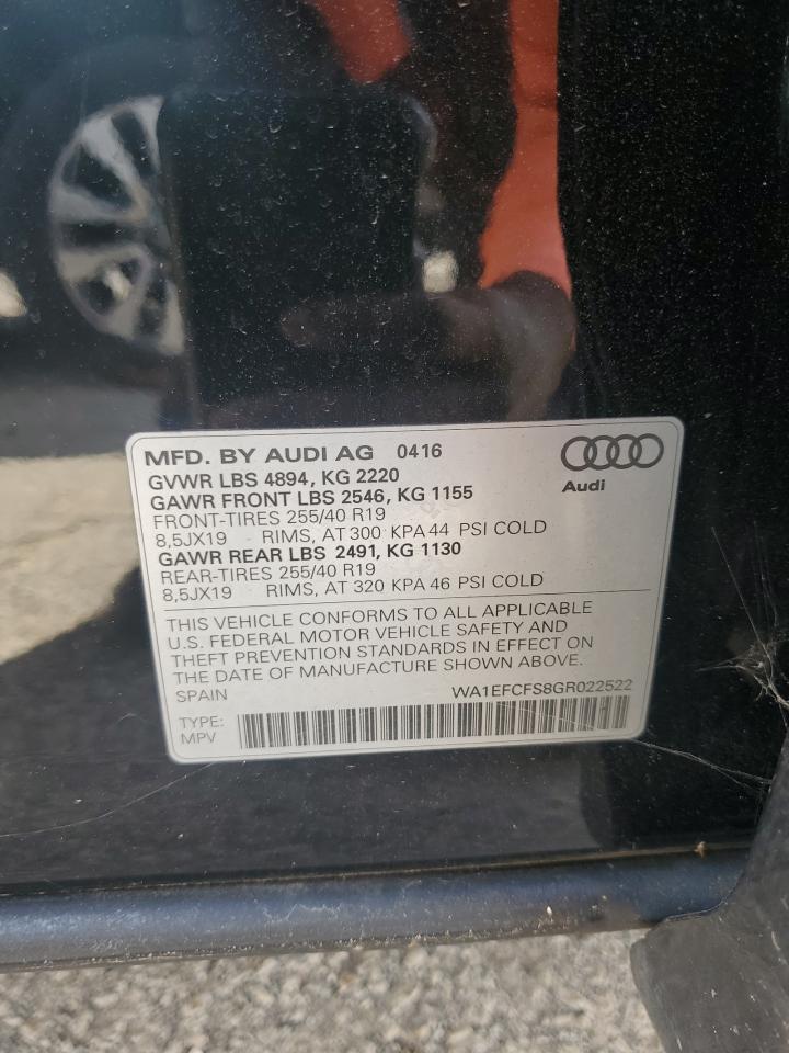 2016 Audi Q3 Premium Plus VIN: WA1EFCFS8GR022522 Lot: 85539285