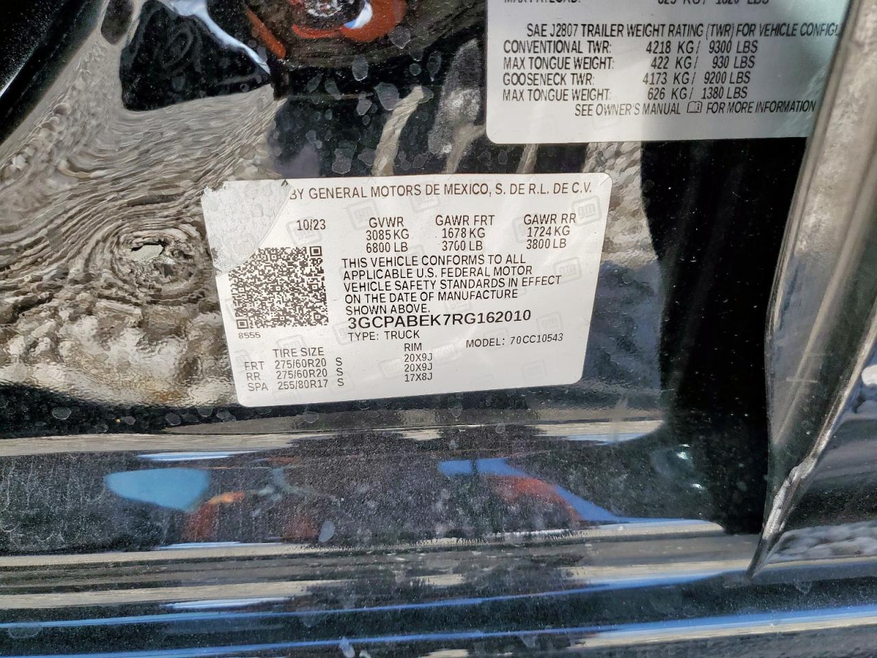 2024 Chevrolet Silverado C1500 Custom VIN: 3GCPABEK7RG162010 Lot: 85523835