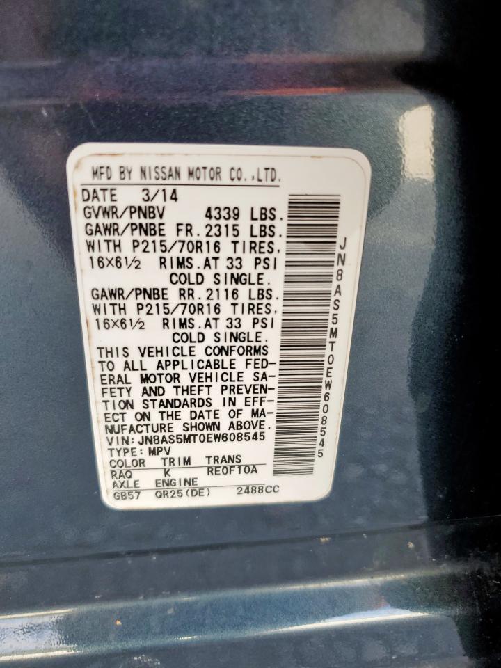 2014 Nissan Rogue Select S VIN: JN8AS5MT0EW608545 Lot: 82264325