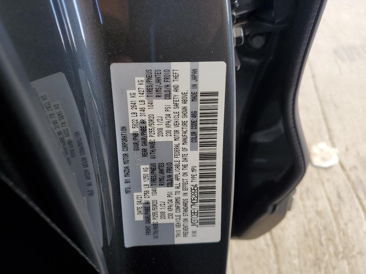 2021 Mazda Cx-9 Signature VIN: JM3TCBEY7M0528954 Lot: 90005305