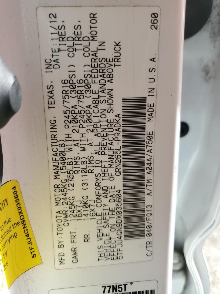 2013 Toyota Tacoma Double Cab Prerunner VIN: 5TFJU4GN9DX035604 Lot: 82253415