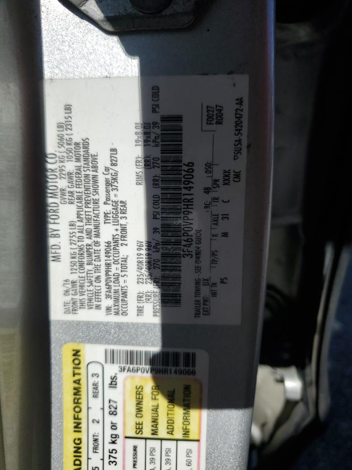 2017 Ford Fusion Sport VIN: 3FA6P0VP9HR149066 Lot: 85896945